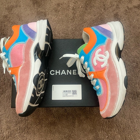 L@@K ! CHANEL MULTI COLOR SNEAKER SZ 40 - Picture 4 of 8